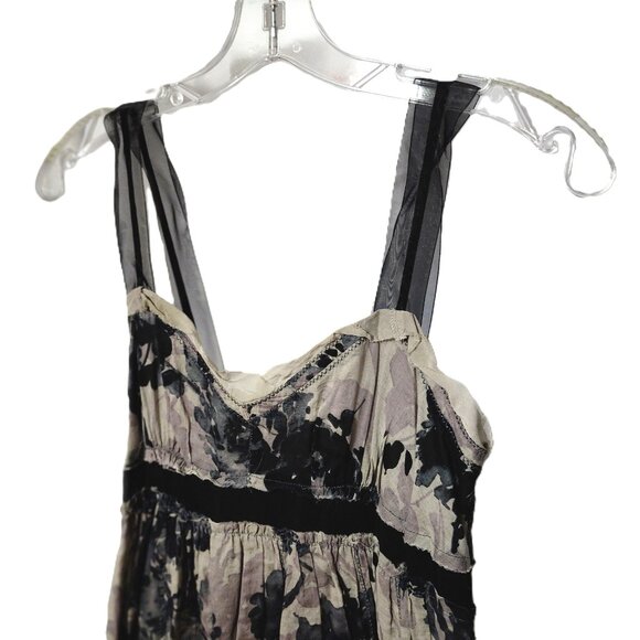 Ann Taylor Loft Gray & Black Cotton Floral Chiffon Strap Size 2 NWOT - Picture 2 of 7